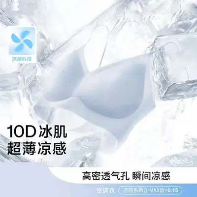 Ultra-Thin Cool Breathable Seamless Underwear Women's Spaghetti Straps Big Breasts Showing Small Bra No Rims