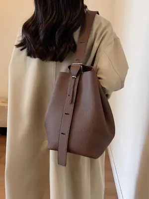 Women Crossbody Bag Brown Leather 2026 Casual Large Capacity