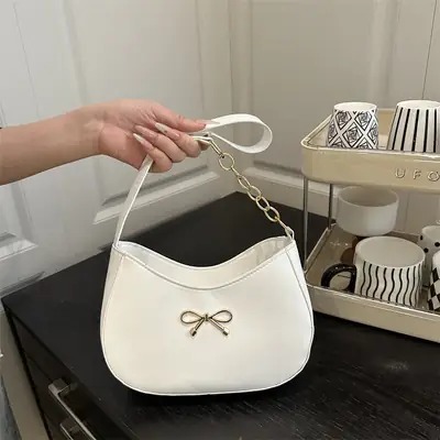White Bow Shoulder Bag for Women 2025