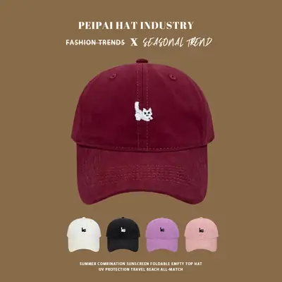 White Black Pink Kitten Cap for Girls