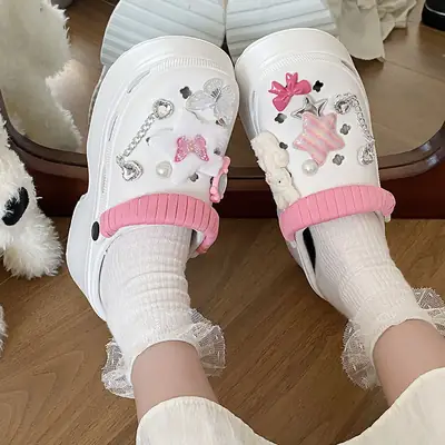Cute Pink Bow Baotou Slippers for Women