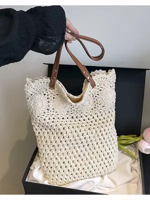 Women's Crossbody Woven Bag Large Capacity Shoulder Bag
