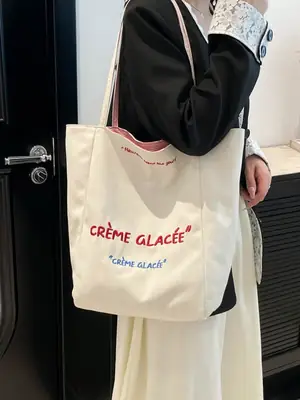 Crème Glacé Canvas Shoulder Bag Large Capacity