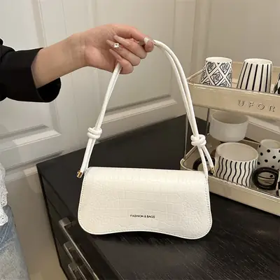 White Pure Texture Armpit Bag for Women 2025