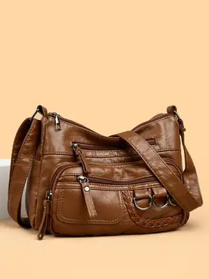 Brown Leather Crossbody Bag for Women