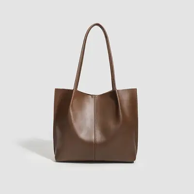 Brown Leather Tote Bag for Women 2025