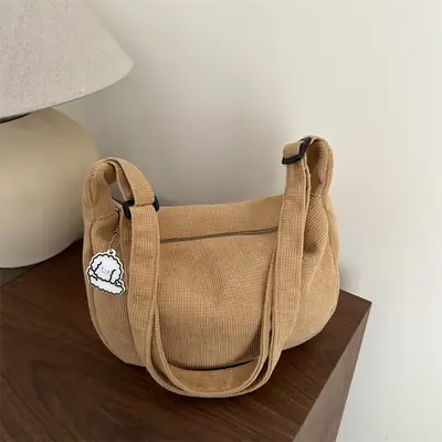 Women Canvas Shoulder Bag Tan 2025 Spring Summer