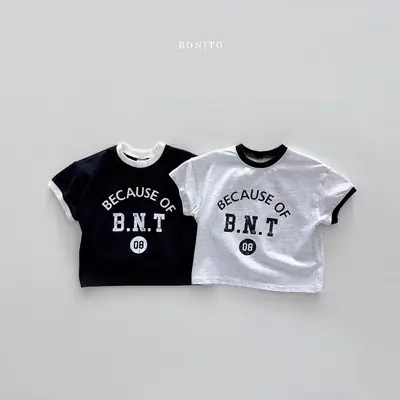 Baby T-Shirt "Because of B.N.T" Cotton Black Shorts Set
