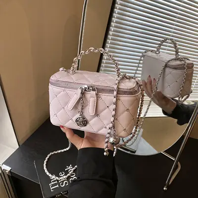 Pink Rhombina Chain Shoulder Bag for Women 2025
