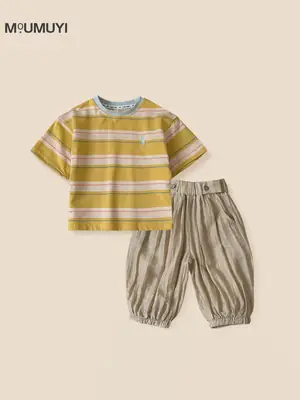 Children Striped T-Shirt & Pants Set 2026 Summer