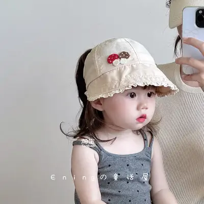 Baby Hat Blue Embroidered Sun Protection Travel Cap
