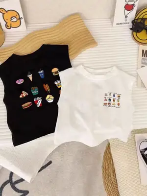 100 Cotton Cartoon Vest Boys Girls Sleeveless Summer Top