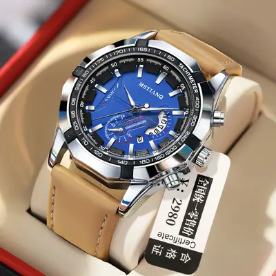 Men's Blue Chronograph Quartz Watch with Calendar