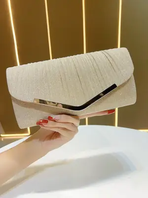 Shiny Pleated Dress Bag Ktv Princess Bag Dinner Clutch Bag Party Evening Bag Crossbody Banquet Bag New Style