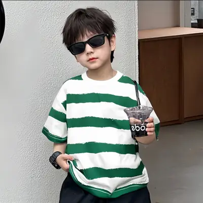 Boys Striped Cotton T-Shirt Summer Wear