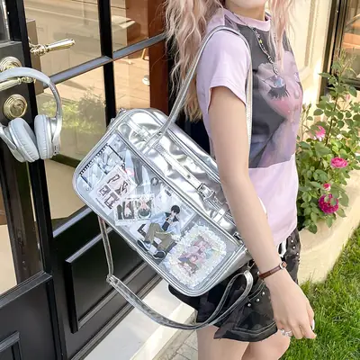 Transparent Two-Dimensional Pain Bag Large Capacity Women's Shoulder Crossbody Tote