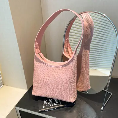 Pink Woven Shoulder Bag for Women 2025