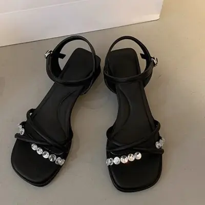 Women's Open Toe Rhinestone Sandals Spring Summer 2025