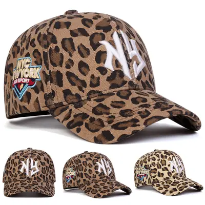 Leopard Print Baseball Cap with Letter Embroidery