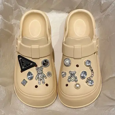 Women's Height-Increasing Clogs with Diamond Decor