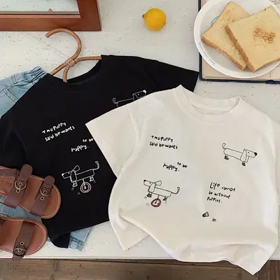 Boys Cartoon T-Shirt Black 2026 Summer