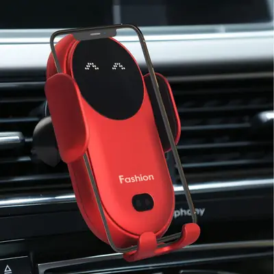 Red Wireless Phone Holder for Car with Fast Charging