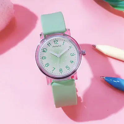 2025 New Silicone Band Student Watch Girls Junior High School Exam Special Watch Luminous Waterproof Quartz Watch