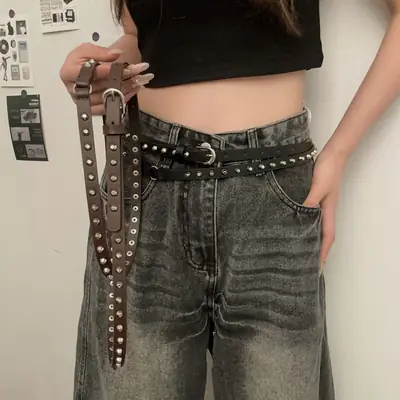 Punk Metal Belt Black Brown Subculture Y2K