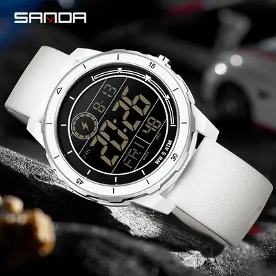 Sanda Digital Watch Orange Strap Waterproof Sports Watch