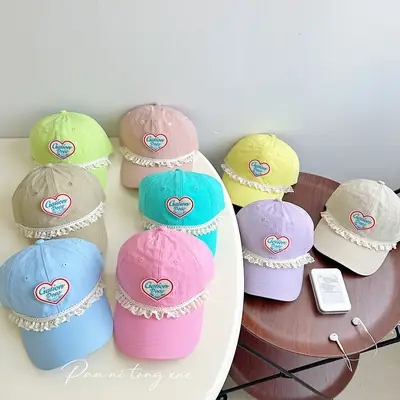 Pink Heart Embroidered Baseball Cap for Women