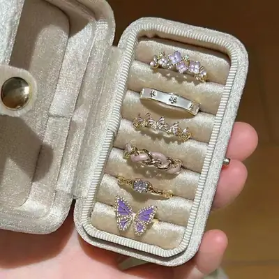 Women Zircon Blue Ring Niche Design High End