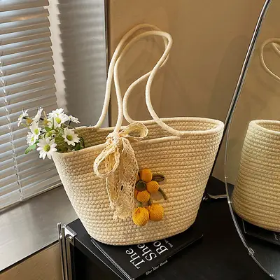 Women Straw Tote Bag Large Capacity Beach Travel Luggage