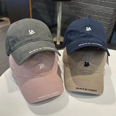 Women Baseball Cap LA Logo Casual Curved Bim