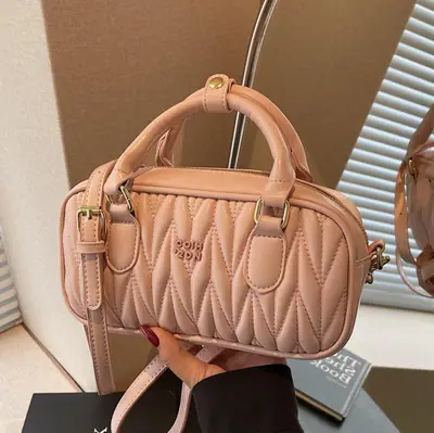 Women's Pink Quilted Shoulder Crossbody Bag 2025