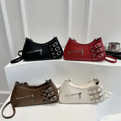 Women's 2025 Style Shoulder Bag with Studded Design