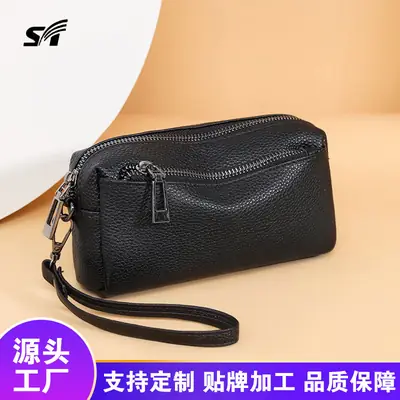 Black Retro Crossbody Bag for Women with Zip & Strap
