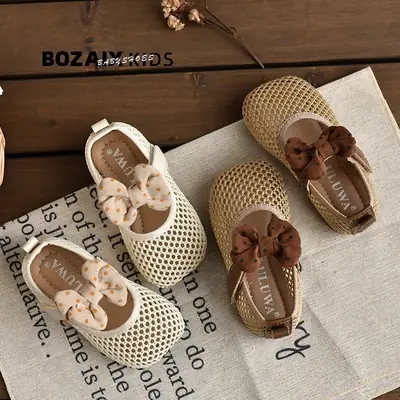 2026 Summer Bowknot Girls Sandals Mesh Soft Sole