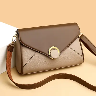 Women's Brown Leather Envelope Crossbody Bag