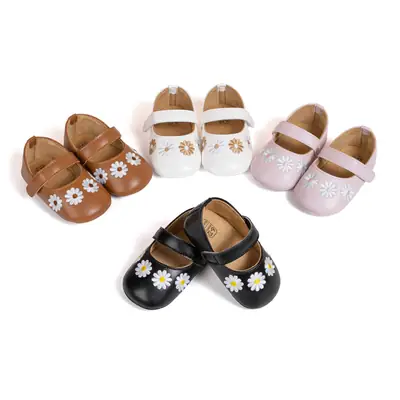 Pink Embroidered Floral Baby Shoes for Toddler