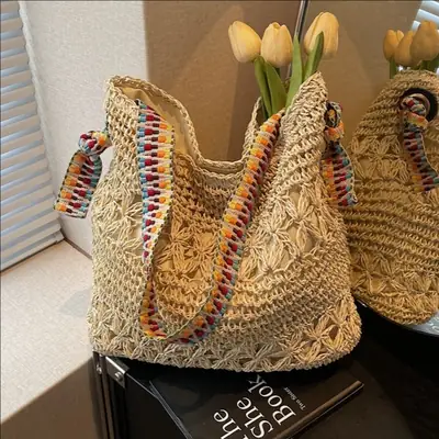 Straw Lazy Bucket Bag Women 2025 Summer