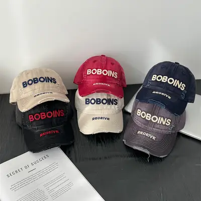New Soft Washable Letter Embroidered Raked Baseball Caps