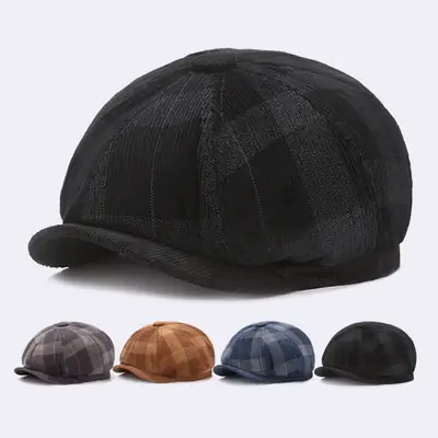 Corduroy Peaked Cap Autumn Winter European Large Head