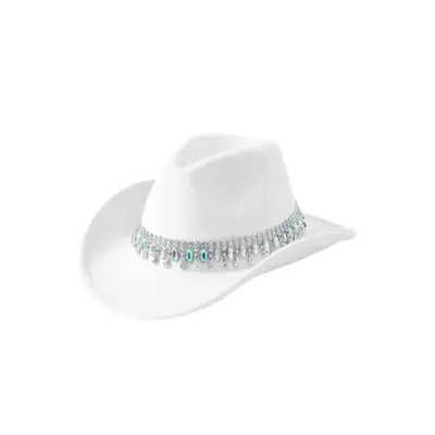 Black Tassels & Gemstone Cowboy Hat for Men Women