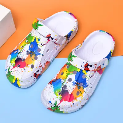 Heat Transfer Cave Shoes Women's EVA New Graffiti Street Hip Hop Garden Shoes European and American Fashion Beach Sandals