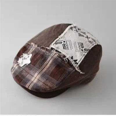 Women Retro Distressed Plaid Sunshade Cap