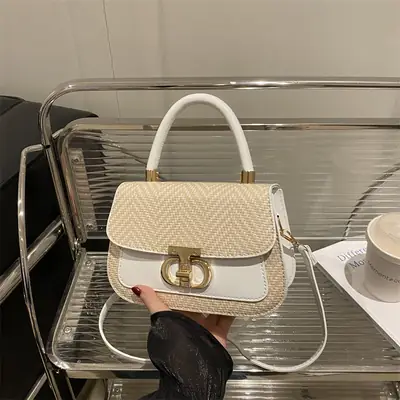2025 New High-End Beige White Embroidered Shoulder Bag