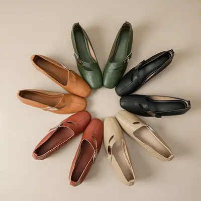 Women Square Toe Mary Jane Shoes Brown Heeled
