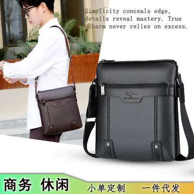 Men's Waterproof Leather Crossbody Bag Black