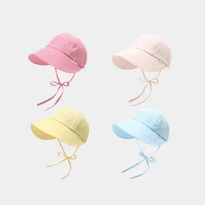 Pink Striped Sunscreen Hat for Women Small
