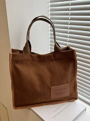 Brown Corduroy Large Tote Bag 2025